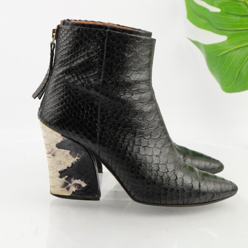 And Other Stories Womens Boots Size 39 8 Black Python Pointed Block Heel Italy